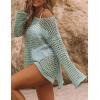imageBsubseach Crochet Cover Ups for Women Sexy Hollow Out Swim Cover Up Knit Summer OutfitsEgrey Green