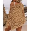 imageBsubseach Crochet Cover Ups for Women Sexy Hollow Out Swim Cover Up Knit Summer OutfitsEkhaki