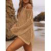 imageBsubseach Crochet Cover Ups for Women Sexy Hollow Out Swim Cover Up Knit Summer OutfitsEkhaki
