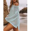 imageBsubseach Crochet Cover Ups for Women Sexy Hollow Out Swim Cover Up Knit Summer OutfitsElight Blue