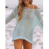 imageBsubseach Crochet Cover Ups for Women Sexy Hollow Out Swim Cover Up Knit Summer OutfitsElight Blue