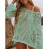 imageBsubseach Crochet Cover Ups for Women Sexy Hollow Out Swim Cover Up Knit Summer OutfitsEmint Green