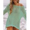 imageBsubseach Crochet Cover Ups for Women Sexy Hollow Out Swim Cover Up Knit Summer OutfitsEmint Green