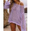 imageBsubseach Crochet Cover Ups for Women Sexy Hollow Out Swim Cover Up Knit Summer OutfitsEpurple