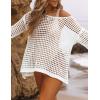 imageBsubseach Crochet Cover Ups for Women Sexy Hollow Out Swim Cover Up Knit Summer OutfitsEwhite