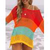 imageBsubseach Crochet Cover Ups for Women Sexy Hollow Out Swim Cover Up Knit Summer OutfitsMulticolor2