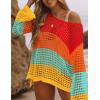 imageBsubseach Crochet Cover Ups for Women Sexy Hollow Out Swim Cover Up Knit Summer OutfitsMulticolor2