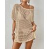 imageBsubseach Crochet Swimsuit Coverup for Women Hollow Out Bikini Swimwear Mesh Knit Beach Dress with PocketsApricot