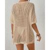 imageBsubseach Crochet Swimsuit Coverup for Women Hollow Out Bikini Swimwear Mesh Knit Beach Dress with PocketsApricot