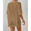 imageBsubseach Crochet Swimsuit Coverup for Women Hollow Out Bikini Swimwear Mesh Knit Beach Dress with PocketsCamel
