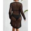 imageBsubseach Crochet Swimsuit Coverup for Women Long Sleeve Beach Dress Coverups Sheer Knit Beachwear Vacation OutfitsBlack