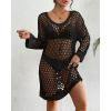 imageBsubseach Crochet Swimsuit Coverup for Women Long Sleeve Beach Dress Coverups Sheer Knit Beachwear Vacation OutfitsBlack