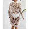 imageBsubseach Crochet Swimsuit Coverup for Women Long Sleeve Beach Dress Coverups Sheer Knit Beachwear Vacation OutfitsWhite