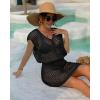 imageBsubseach Women Hollow Out Beachwear Swim Cover Ups Short Sleeve V Neck Beach Vacation Tunic DressBlack