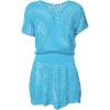 imageBsubseach Women Hollow Out Beachwear Swim Cover Ups Short Sleeve V Neck Beach Vacation Tunic DressHollow Out Bright Blue