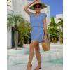 imageBsubseach Women Hollow Out Beachwear Swim Cover Ups Short Sleeve V Neck Beach Vacation Tunic DressHollow Out Cyan