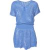 imageBsubseach Women Hollow Out Beachwear Swim Cover Ups Short Sleeve V Neck Beach Vacation Tunic DressHollow Out Cyan