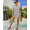 imageBsubseach Women Hollow Out Beachwear Swim Cover Ups Short Sleeve V Neck Beach Vacation Tunic DressHollow Out Gray