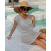 imageBsubseach Women Hollow Out Beachwear Swim Cover Ups Short Sleeve V Neck Beach Vacation Tunic DressHollow Out Gray