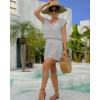imageBsubseach Women Hollow Out Beachwear Swim Cover Ups Short Sleeve V Neck Beach Vacation Tunic DressHollow Out Gray