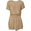 imageBsubseach Women Hollow Out Beachwear Swim Cover Ups Short Sleeve V Neck Beach Vacation Tunic DressHollow Out Khaki