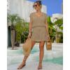imageBsubseach Women Hollow Out Beachwear Swim Cover Ups Short Sleeve V Neck Beach Vacation Tunic DressHollow Out Khaki