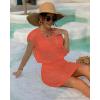 imageBsubseach Women Hollow Out Beachwear Swim Cover Ups Short Sleeve V Neck Beach Vacation Tunic DressHollow Out Orange