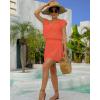 imageBsubseach Women Hollow Out Beachwear Swim Cover Ups Short Sleeve V Neck Beach Vacation Tunic DressHollow Out Orange