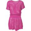 imageBsubseach Women Hollow Out Beachwear Swim Cover Ups Short Sleeve V Neck Beach Vacation Tunic DressHollow Out Rose Red