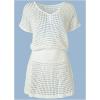 imageBsubseach Women Hollow Out Beachwear Swim Cover Ups Short Sleeve V Neck Beach Vacation Tunic DressHollow Out White