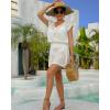 imageBsubseach Women Hollow Out Beachwear Swim Cover Ups Short Sleeve V Neck Beach Vacation Tunic DressHollow Out White