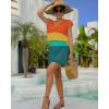 imageBsubseach Women Hollow Out Beachwear Swim Cover Ups Short Sleeve V Neck Beach Vacation Tunic DressMulticolor1