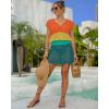 imageBsubseach Women Hollow Out Beachwear Swim Cover Ups Short Sleeve V Neck Beach Vacation Tunic DressMulticolor1
