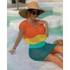 imageBsubseach Women Hollow Out Beachwear Swim Cover Ups Short Sleeve V Neck Beach Vacation Tunic DressMulticolor1