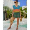 imageBsubseach Women Hollow Out Beachwear Swim Cover Ups Short Sleeve V Neck Beach Vacation Tunic DressMulticolor2