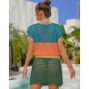 imageBsubseach Women Hollow Out Beachwear Swim Cover Ups Short Sleeve V Neck Beach Vacation Tunic DressMulticolor2