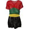 imageBsubseach Women Hollow Out Beachwear Swim Cover Ups Short Sleeve V Neck Beach Vacation Tunic DressMulticolor3
