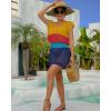 imageBsubseach Women Hollow Out Beachwear Swim Cover Ups Short Sleeve V Neck Beach Vacation Tunic DressMulticolor4