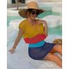 imageBsubseach Women Hollow Out Beachwear Swim Cover Ups Short Sleeve V Neck Beach Vacation Tunic DressMulticolor4