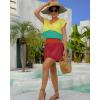 imageBsubseach Women Hollow Out Beachwear Swim Cover Ups Short Sleeve V Neck Beach Vacation Tunic DressMulticolor5