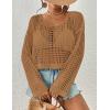 imageBsubseach Womens Crochet Crop Top Beach Swimsuit Cover Up Long Sleeve Hollow Out Bathing Suit Cover UpsCamel