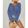 imageBsubseach Womens Crochet Crop Top Beach Swimsuit Cover Up Long Sleeve Hollow Out Bathing Suit Cover UpsRoyal Blue