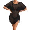 imageBsubseach Crochet Beach Cover Ups for Women Hollow Out Swim Suit Cover Up Drawstring Bathing Suit Swimwear Coverup DressBlack