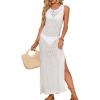 imageBsubseach Crochet Cover Up for Swimwear Women Sleeveless Swimsuit Coverup Beach Knit Dress Side SlitWhite2