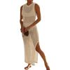 imageBsubseach Crochet Cover Ups for Swimwear Women Hollow Out Swimsuit Coverup Backless Bikini Beach DressApricot