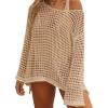 imageBsubseach Crochet Cover Ups for Women Sexy Hollow Out Swim Cover Up Knit Summer OutfitsEapricot