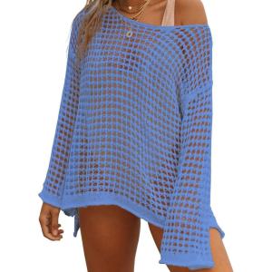 imageBsubseach Crochet Cover Ups for Women Sexy Hollow Out Swim Cover Up Knit Summer OutfitsEblue