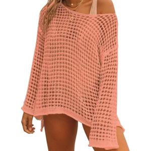 imageBsubseach Crochet Cover Ups for Women Sexy Hollow Out Swim Cover Up Knit Summer OutfitsEcoral