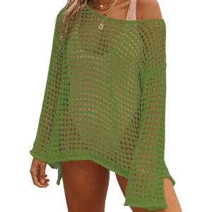 imageBsubseach Crochet Cover Ups for Women Sexy Hollow Out Swim Cover Up Knit Summer OutfitsEgreen