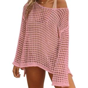 imageBsubseach Crochet Cover Ups for Women Sexy Hollow Out Swim Cover Up Knit Summer OutfitsEpink